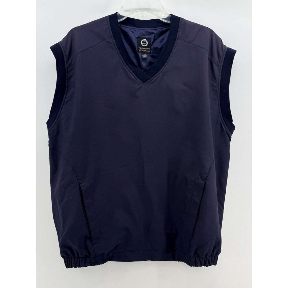 Sunderland of‎ Scotland Pullover Vest Mens L Sleeveless Windbreaker V-neck Navy